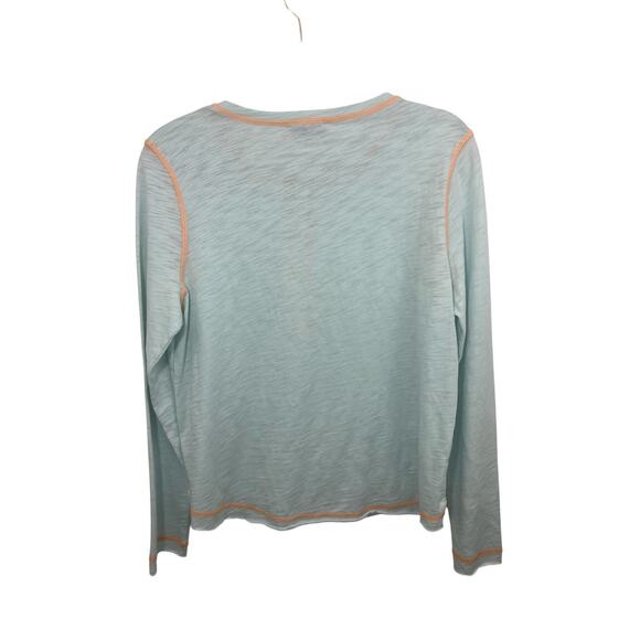 Lisa Todd Light Blue Long Sleeve Surf Henley Women’s Small Casual Basic Top - Picture 4 of 10